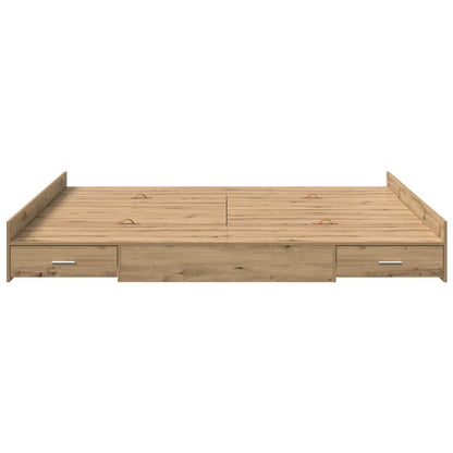 Opbergbedframe met lade artisanaal eikenkleurig 200 x 200 cm