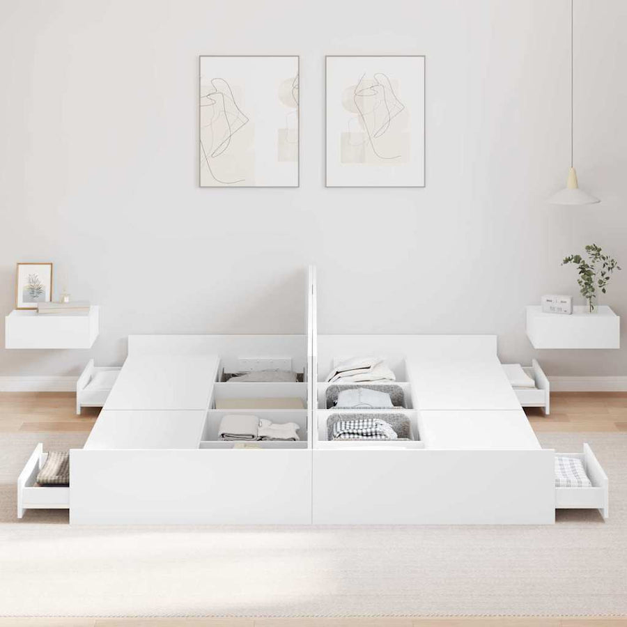 Opbergbedframe Wit 180 x 200 cm Geengineerd hout en Spaanplaat