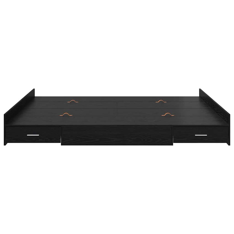 Opbergbedframe met lade met hoofdeinde met opslag Zwart eiken 180 x 200 cm