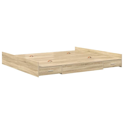 Opbergbedframe met lade met hoofdeinde met opslag Sonoma eiken 180 x 200 cm