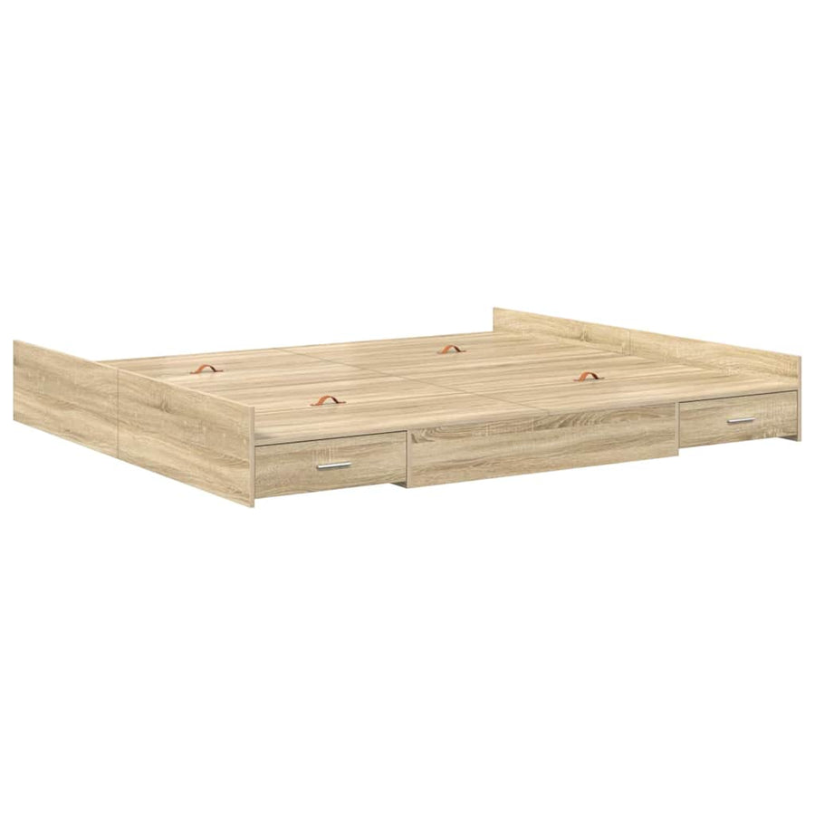 Opbergbedframe met lade met hoofdeinde met opslag Sonoma eiken 180 x 200 cm