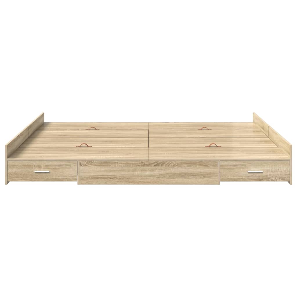 Opbergbedframe met lade met hoofdeinde met opslag Sonoma eiken 180 x 200 cm