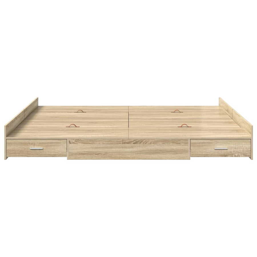 Opbergbedframe met lade met hoofdeinde met opslag Sonoma eiken 180 x 200 cm