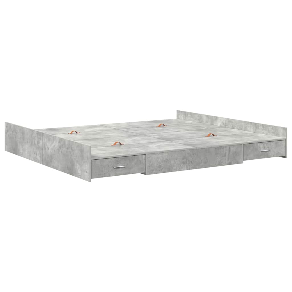 Opbergbedframe met lade met hoofdeinde met opslag Betongrijs 180 x 200 cm