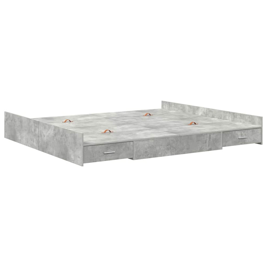 Opbergbedframe met lade met hoofdeinde met opslag Betongrijs 180 x 200 cm