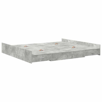 Opbergbedframe met lade met hoofdeinde met opslag Betongrijs 180 x 200 cm