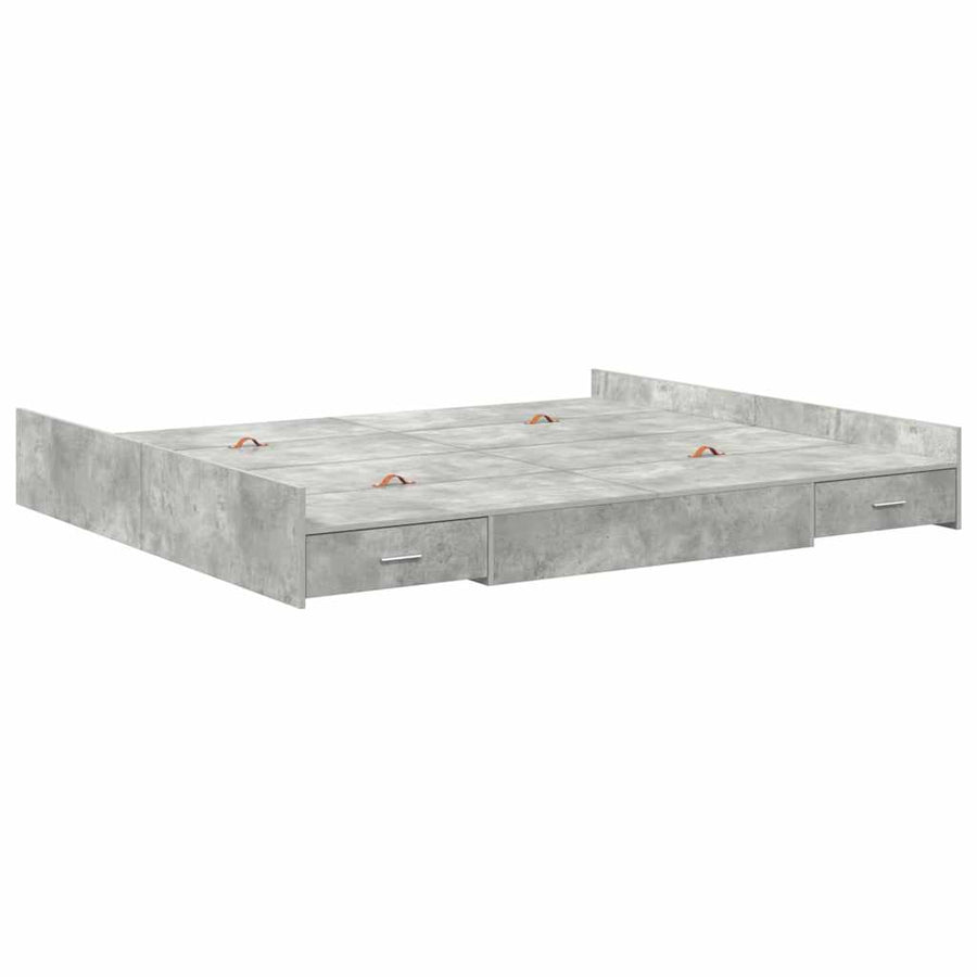 Opbergbedframe met lade met hoofdeinde met opslag Betongrijs 180 x 200 cm