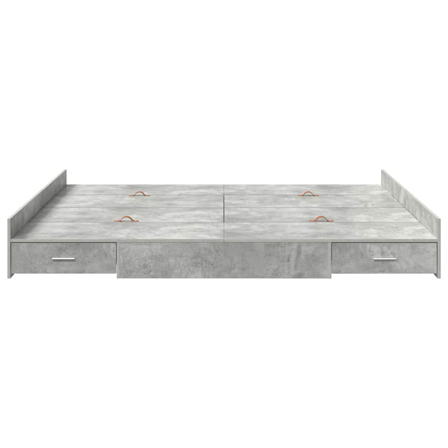 Opbergbedframe met lade met hoofdeinde met opslag Betongrijs 180 x 200 cm