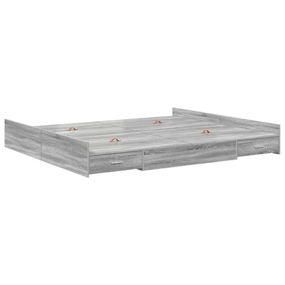 Opbergbedframe met lade met hoofdeinde met opslag Grijs sonoma 180 x 200 cm