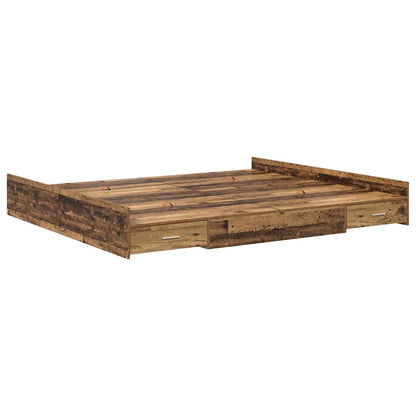 Opbergbedframe met lade met hoofdeinde met opslag Oud hout 180 x 200 cm