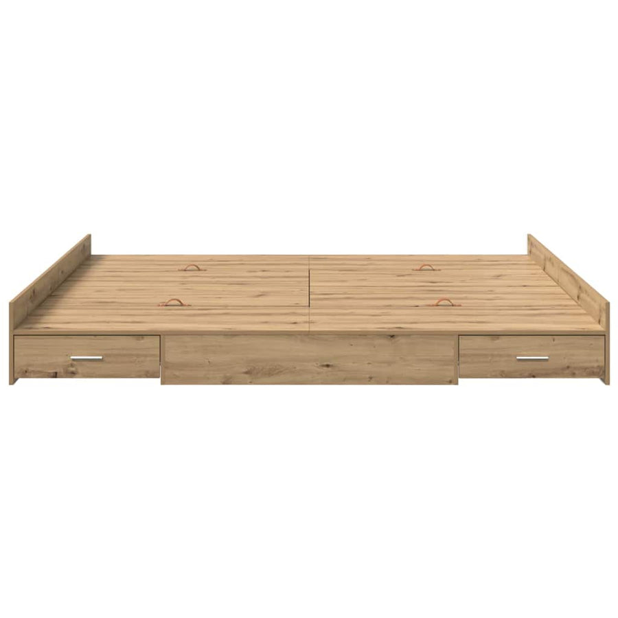 Opbergbedframe met lade artisanaal eikenkleurig 180 x 200 cm