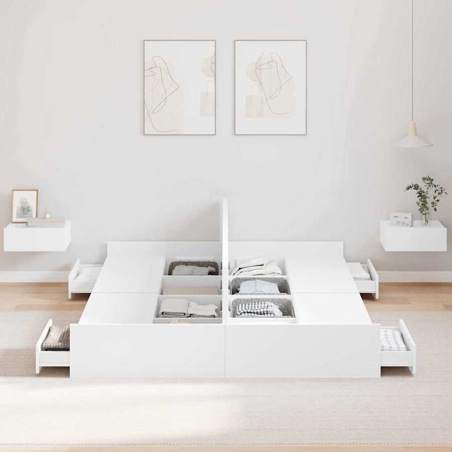 Opbergbedframe Wit 160 x 200 cm Geengineerd hout en Spaanplaat