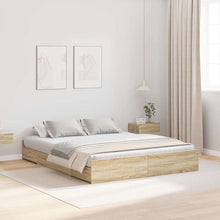 Opbergbedframe met lade met hoofdeinde met opslag Sonoma eiken 160 x 200 cm