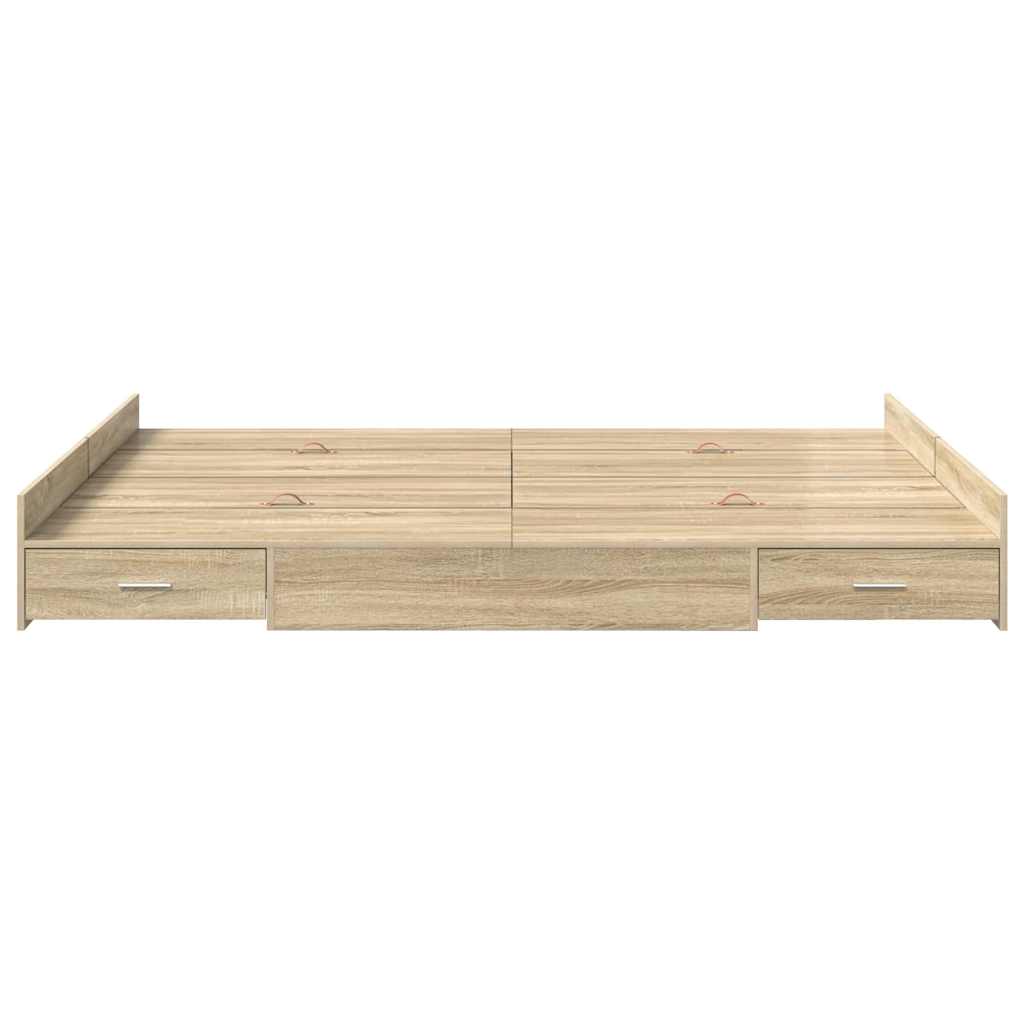Opbergbedframe met lade met hoofdeinde met opslag Sonoma eiken 160 x 200 cm