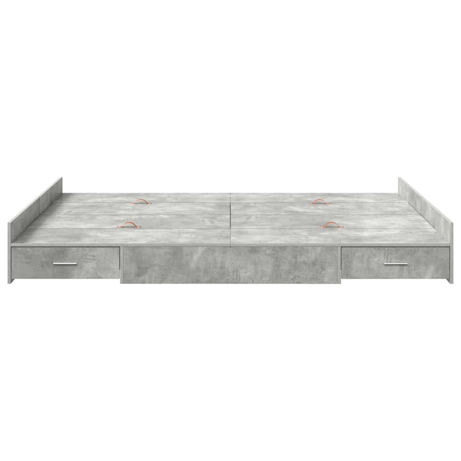 Opbergbedframe met lade met hoofdeinde met opslag Betongrijs 160 x 200 cm