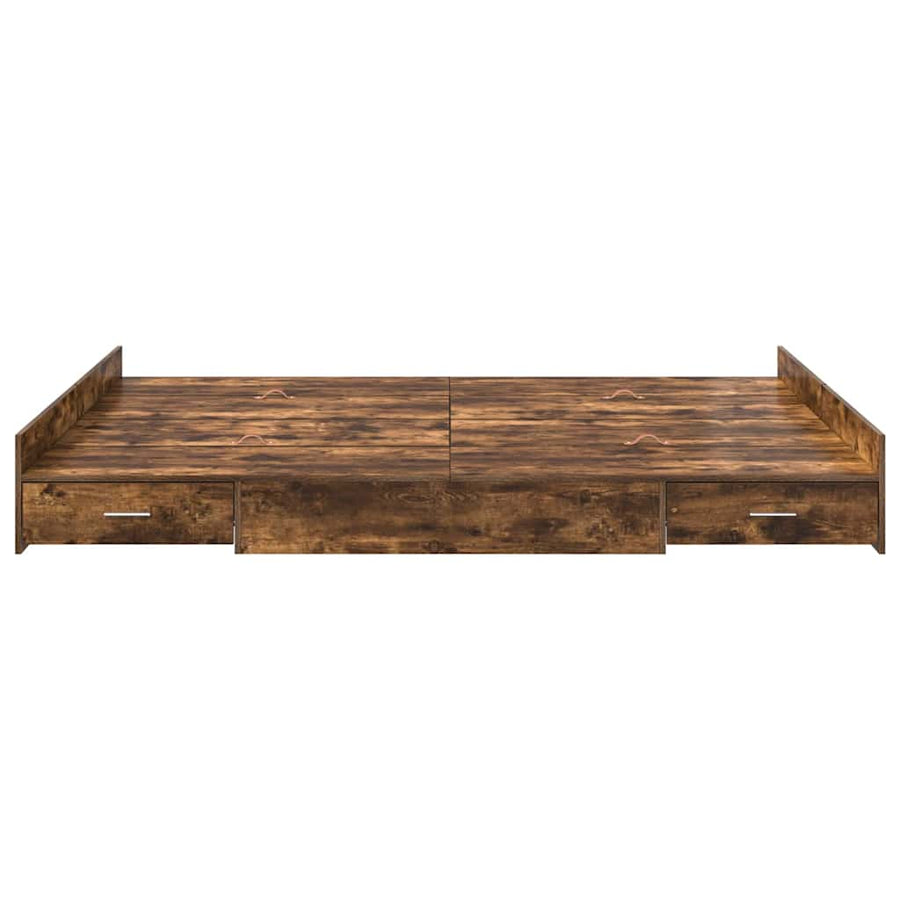 Opbergbedframe met lade met hoofdeinde met opslag Gerookt eiken 160 x 200 cm