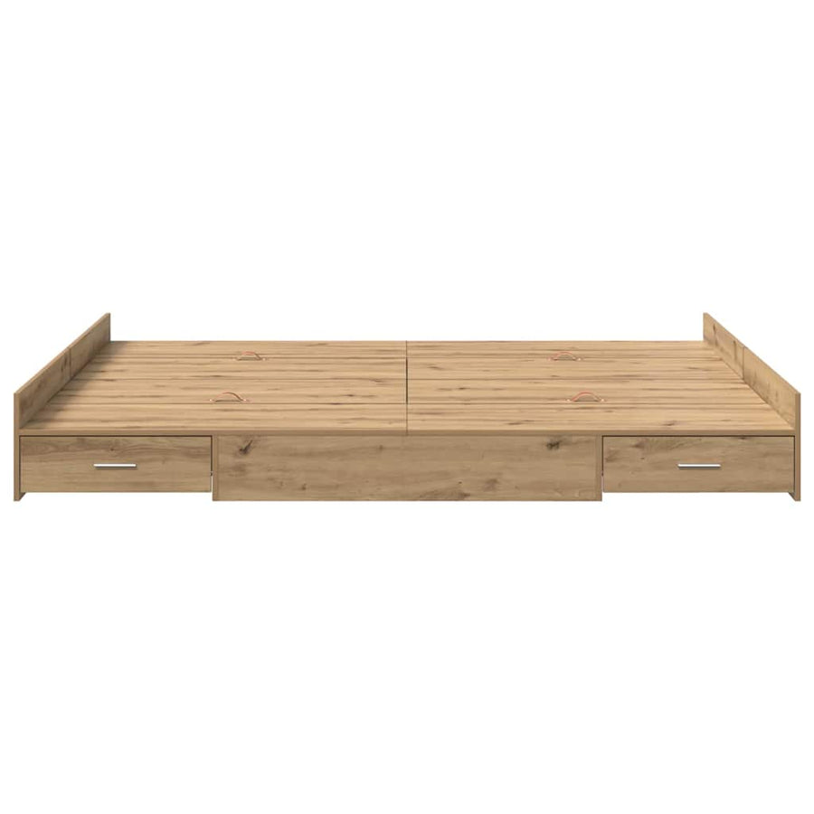 Opbergbedframe met lade artisanaal eikenkleurig 160 x 200 cm