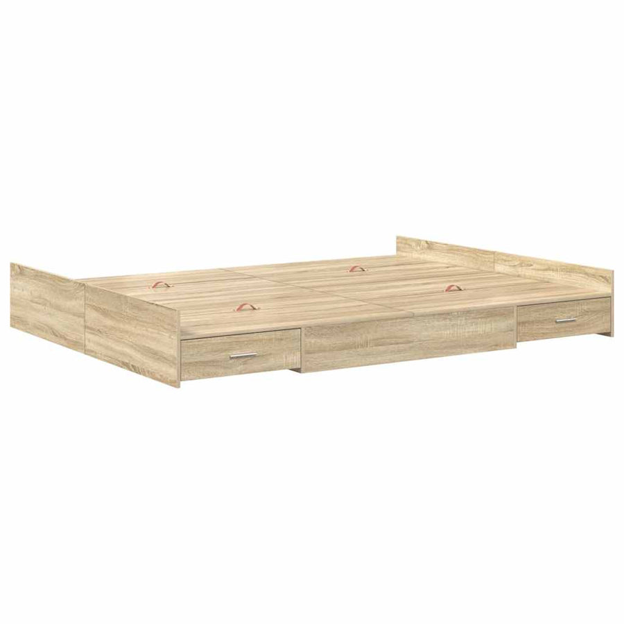 Opbergbedframe met lade met hoofdeinde met opslag Sonoma eiken 150 x 200 cm
