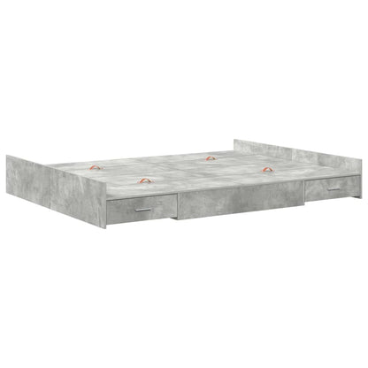 Opbergbedframe met lade met hoofdeinde met opslag Betongrijs 150 x 200 cm