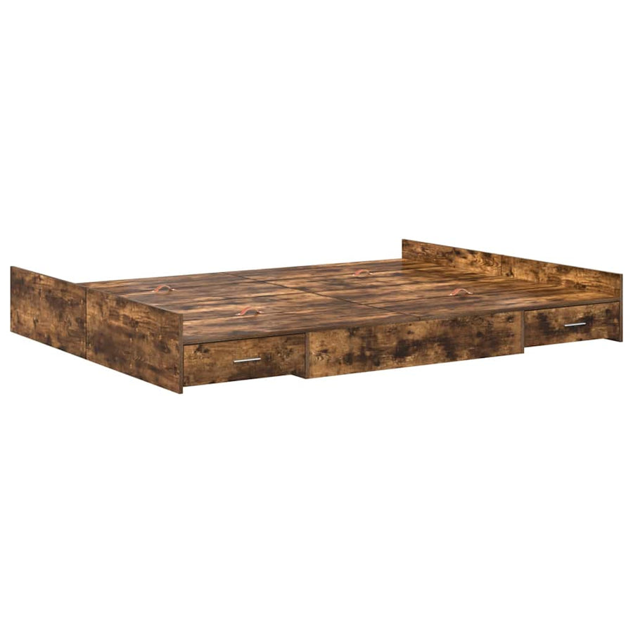 Opbergbedframe met lade met hoofdeinde met opslag Gerookt eiken 150 x 200 cm