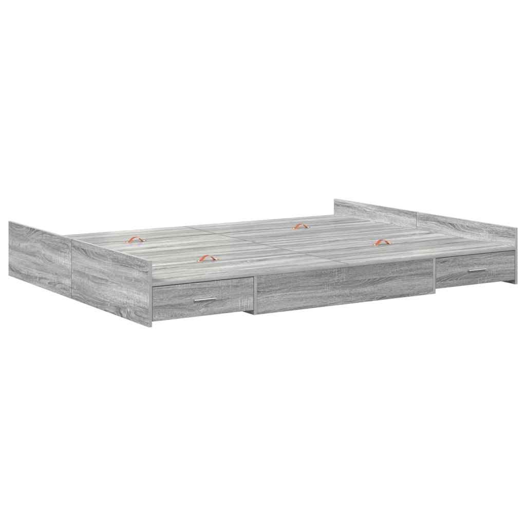 Opbergbedframe met lade met hoofdeinde met opslag Grijs sonoma 150 x 200 cm