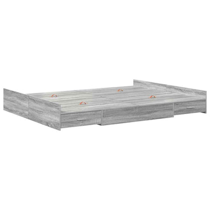 Opbergbedframe met lade met hoofdeinde met opslag Grijs sonoma 150 x 200 cm