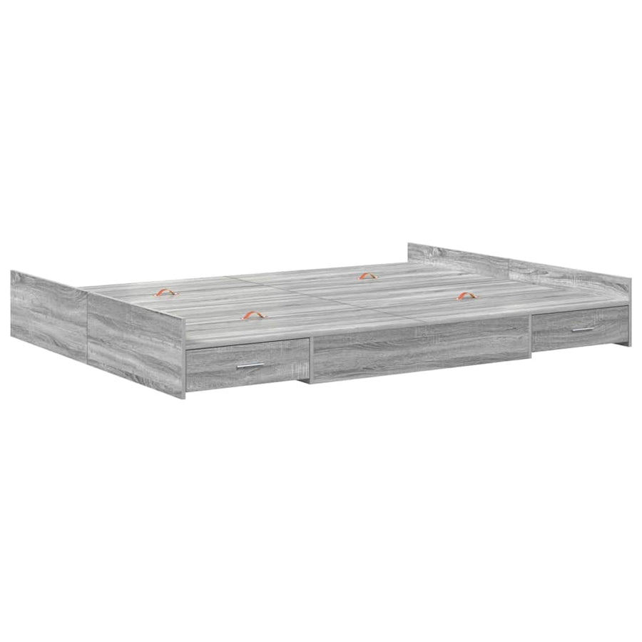 Opbergbedframe met lade met hoofdeinde met opslag Grijs sonoma 150 x 200 cm