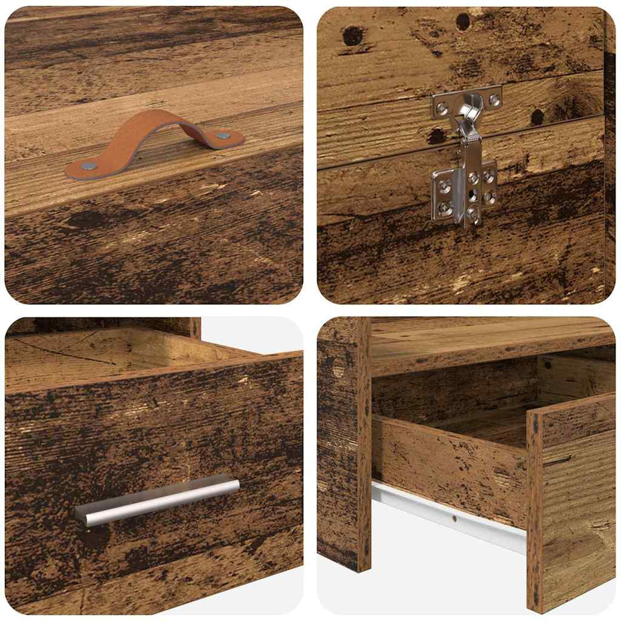 Opbergbedframe met lade met hoofdeinde met opslag Oud hout 150 x 200 cm