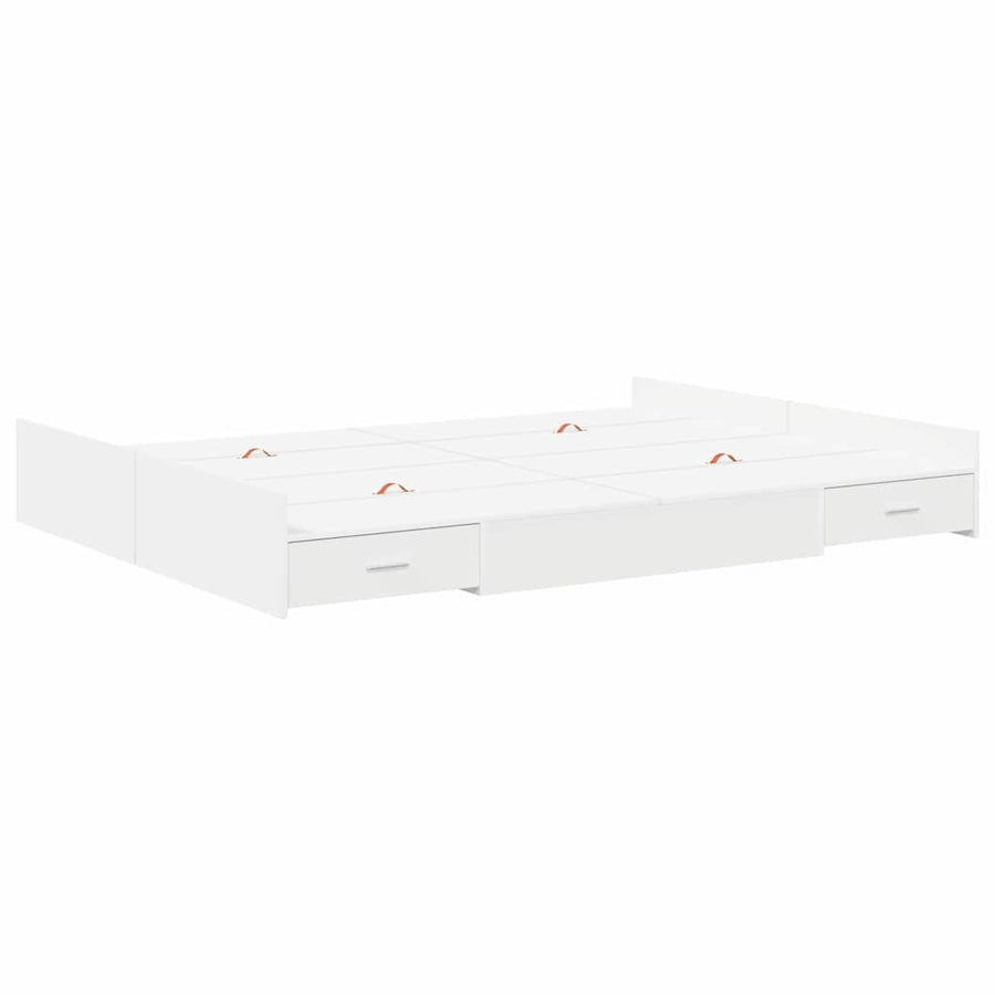 Opbergbedframe Wit 140 x 200 cm Geengineerd hout en Spaanplaat