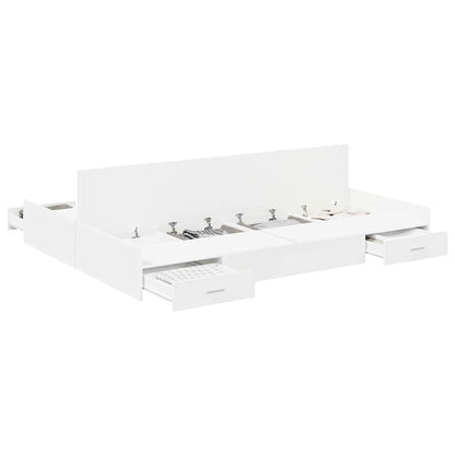 Opbergbedframe Wit 140 x 200 cm Geengineerd hout en Spaanplaat