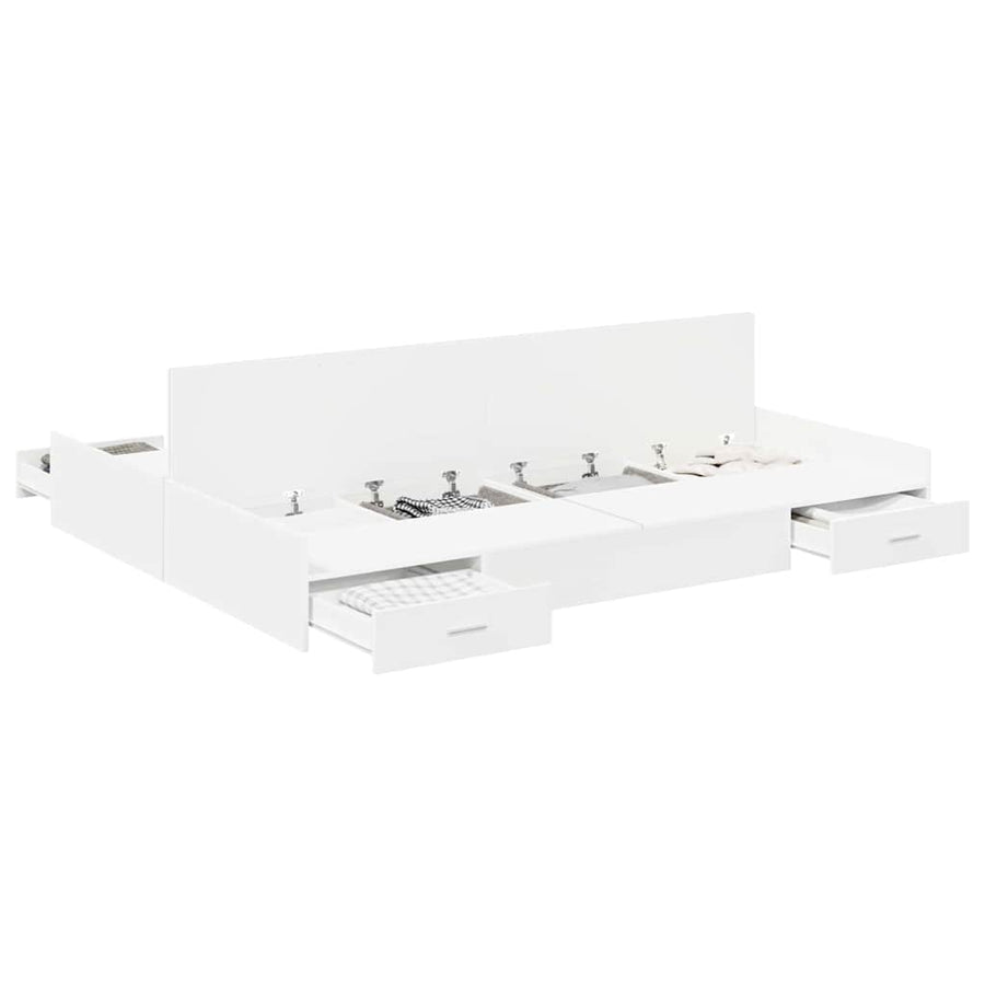 Opbergbedframe Wit 140 x 200 cm Geengineerd hout en Spaanplaat