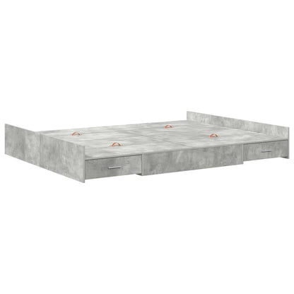 Opbergbedframe met lade met hoofdeinde met opslag Betongrijs 140 x 200 cm