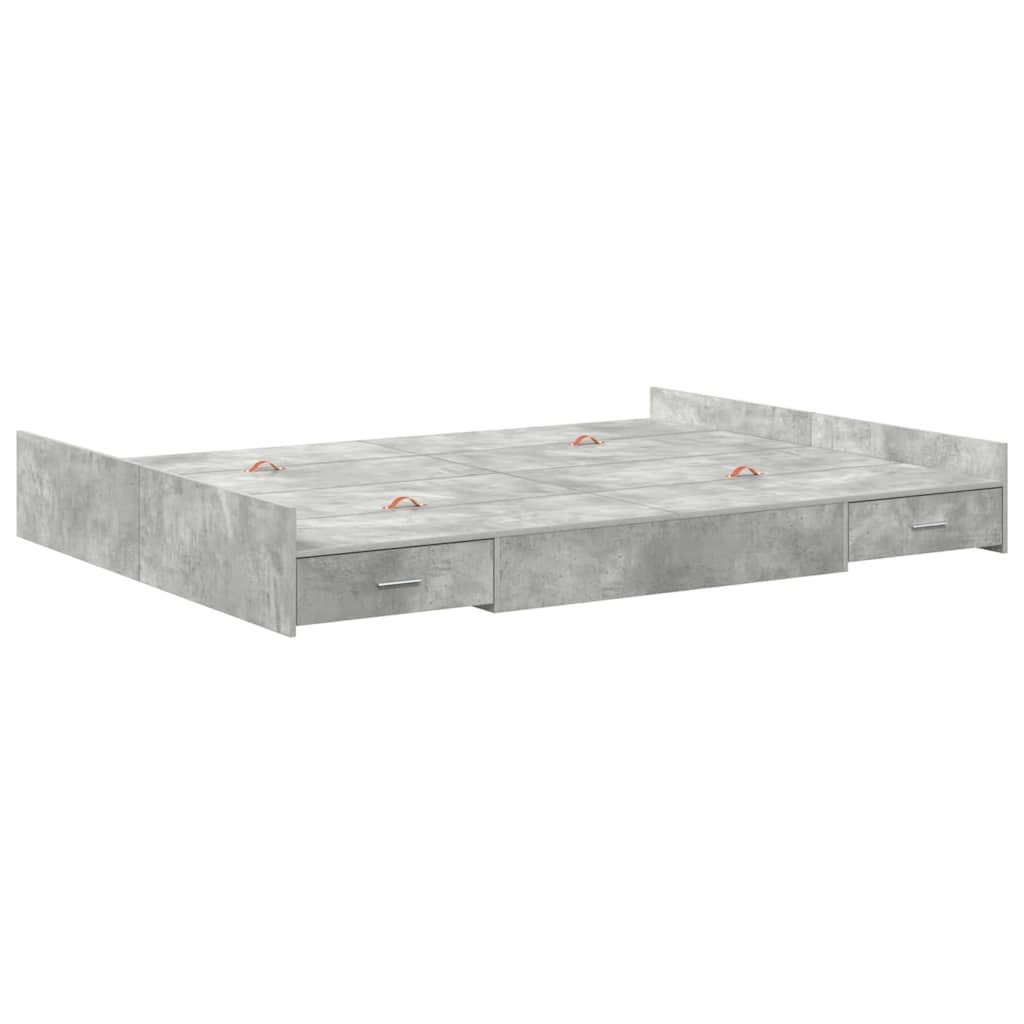 Opbergbedframe met lade met hoofdeinde met opslag Betongrijs 140 x 200 cm