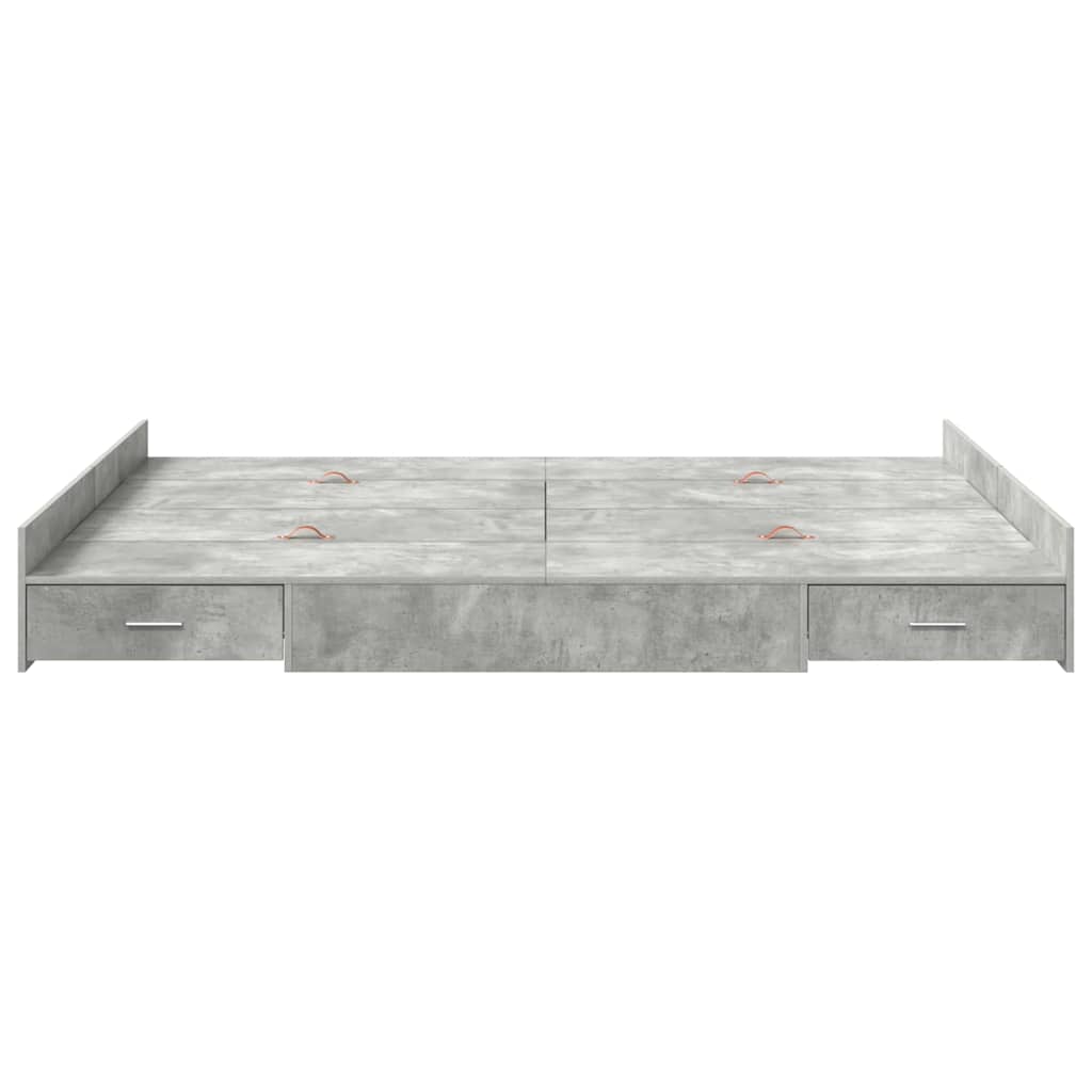 Opbergbedframe met lade met hoofdeinde met opslag Betongrijs 140 x 200 cm