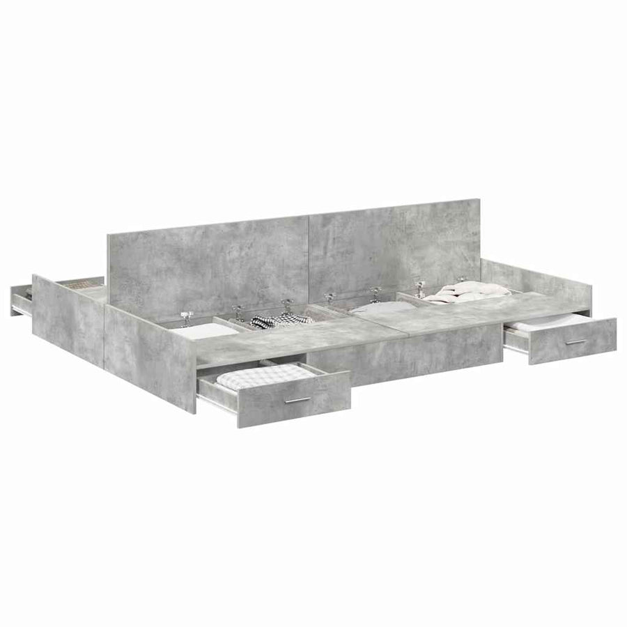 Opbergbedframe met lade met hoofdeinde met opslag Betongrijs 140 x 200 cm