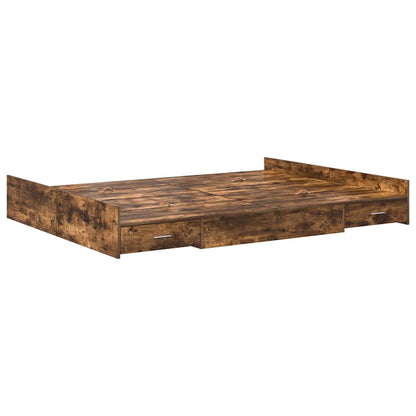 Opbergbedframe met lade met hoofdeinde met opslag Gerookt eiken 140 x 200 cm