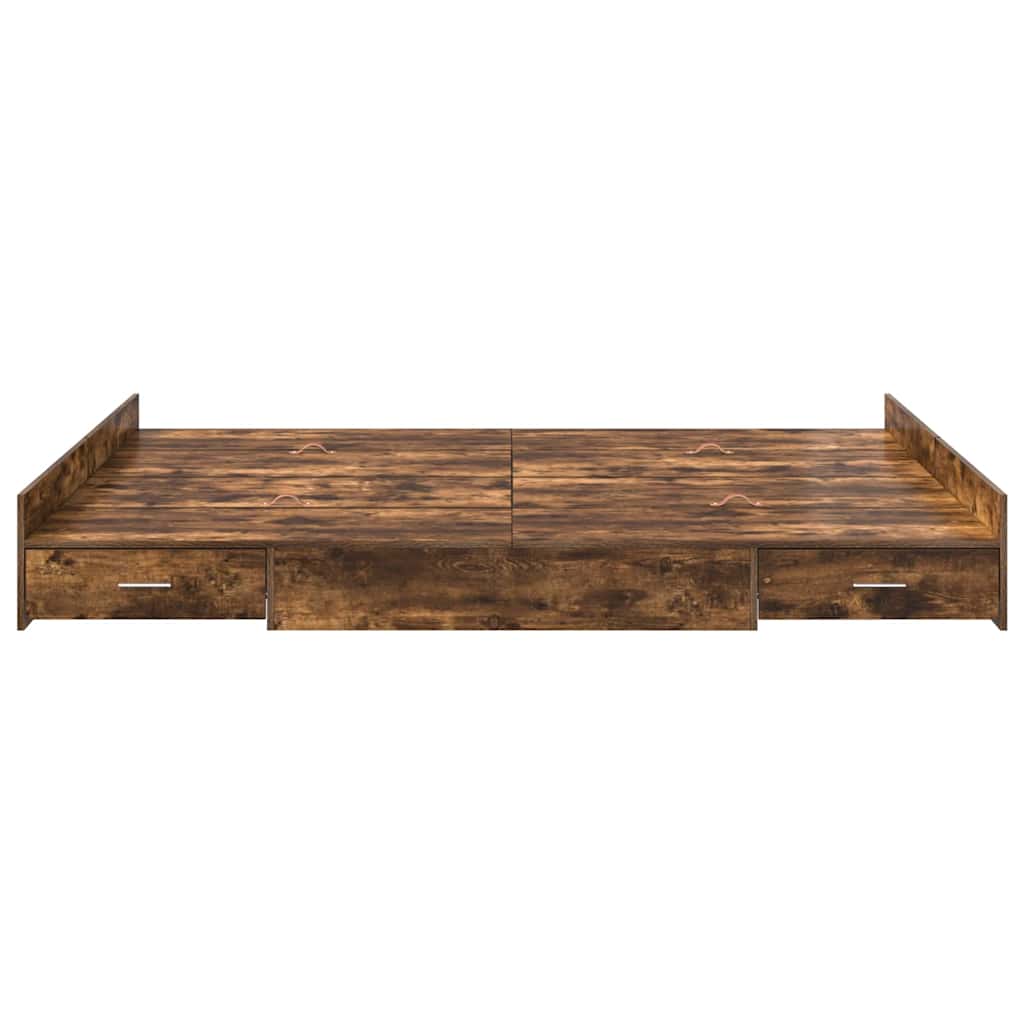 Opbergbedframe met lade met hoofdeinde met opslag Gerookt eiken 140 x 200 cm