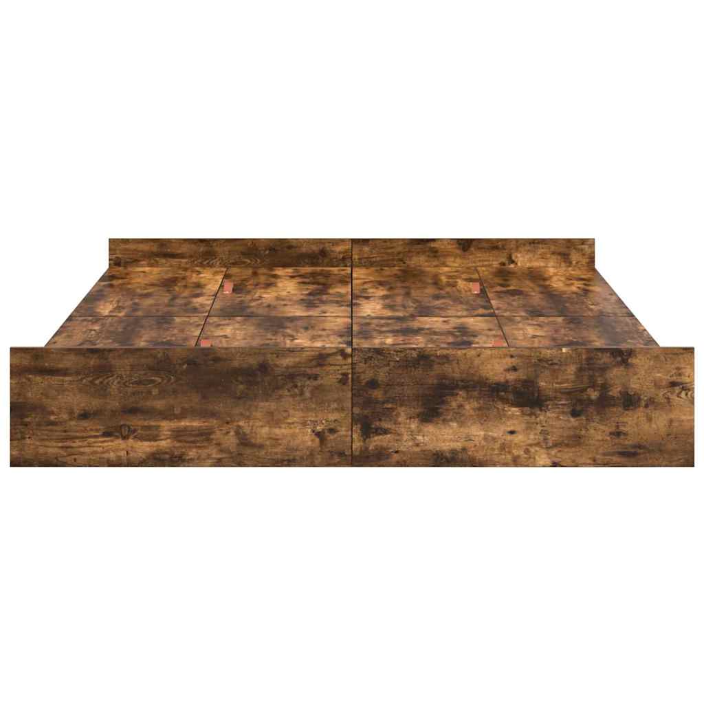 Opbergbedframe met lade met hoofdeinde met opslag Gerookt eiken 140 x 200 cm