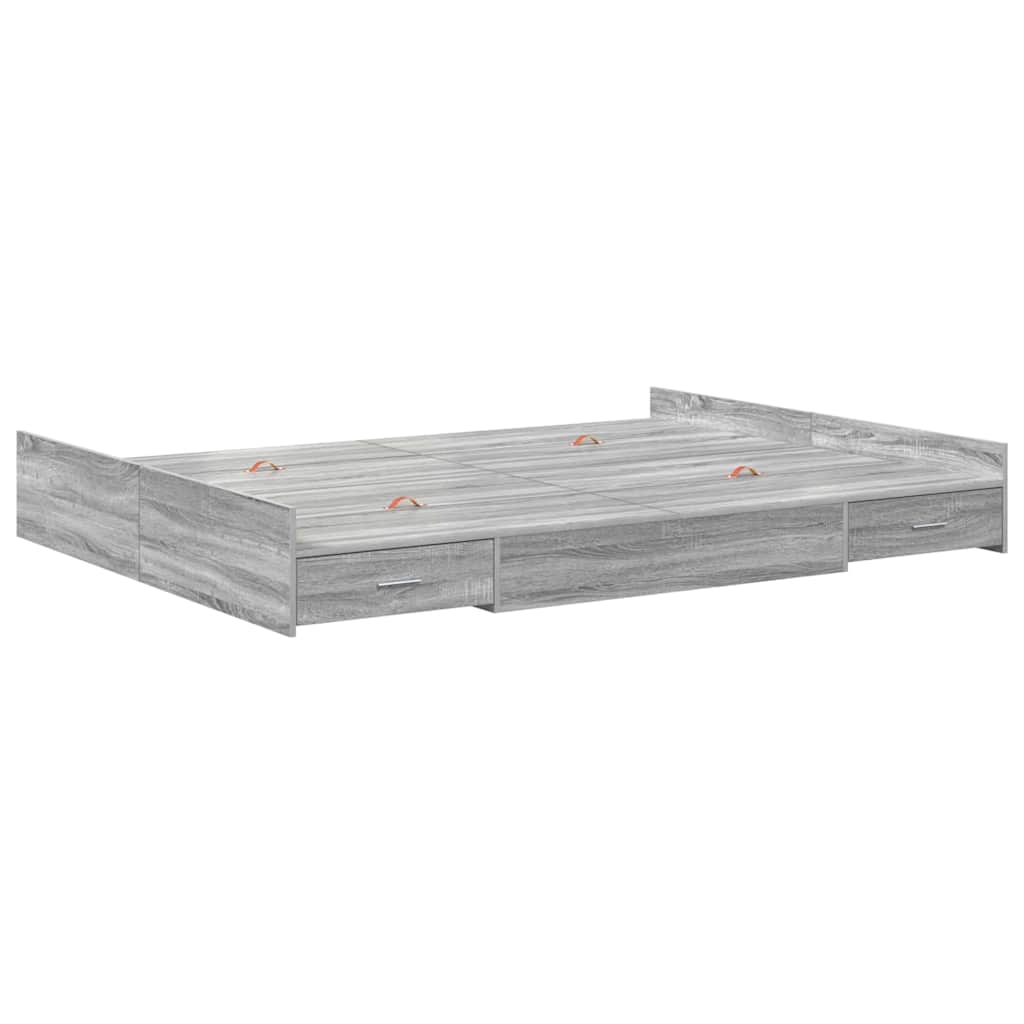 Opbergbedframe met lade met hoofdeinde met opslag Grijs sonoma 140 x 200 cm