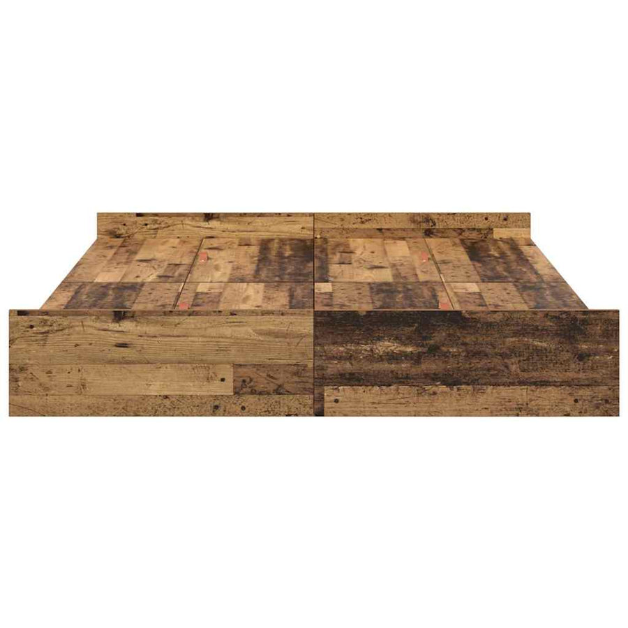 Opbergbedframe met lade met hoofdeinde met opslag Oud hout 140 x 200 cm