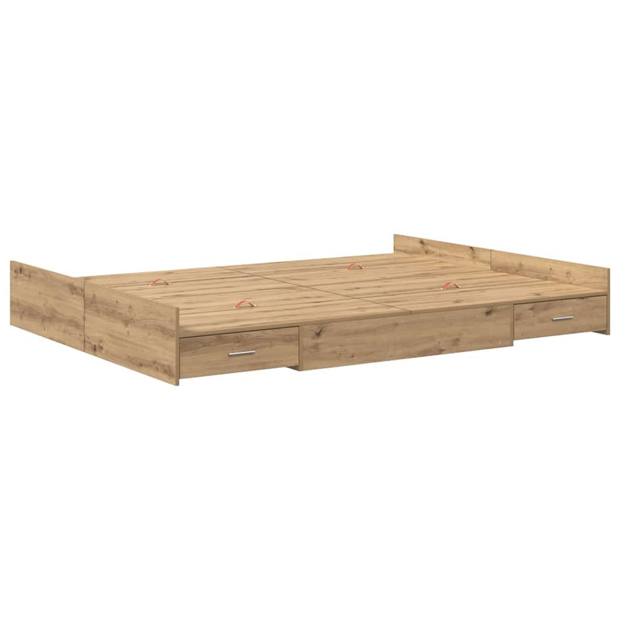 Opbergbedframe artisanaal eikenkleurig 140 x 200 cm Melamine