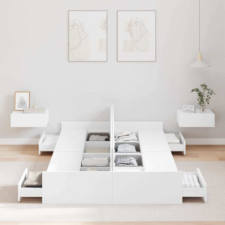 Opbergbedframe met lade met hoofdeinde met opslag Wit 120 x 200 cm Hout
