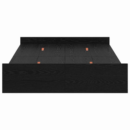 Opbergbedframe met lade met hoofdeinde met opslag Zwart eiken 120 x 200 cm Hout