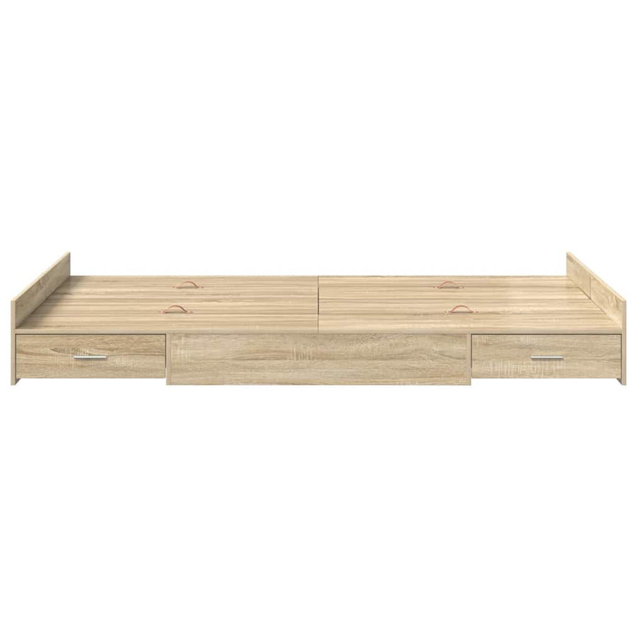 Opbergbedframe met lade Sonoma eiken 120 x 200 cm Bewerkt hout