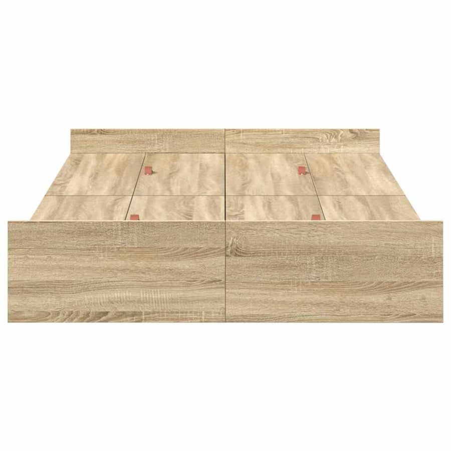 Opbergbedframe met lade Sonoma eiken 120 x 200 cm Bewerkt hout