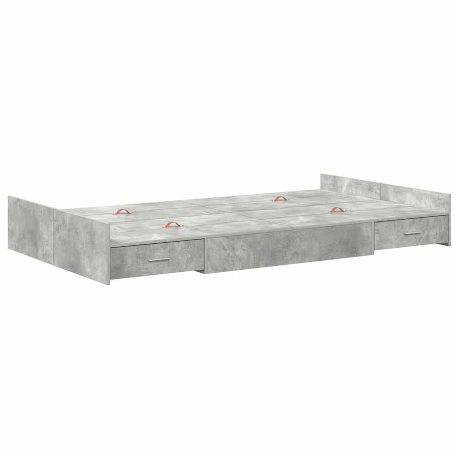 Opbergbedframe met lade Betongrijs 120 x 200 cm Melamine plaat