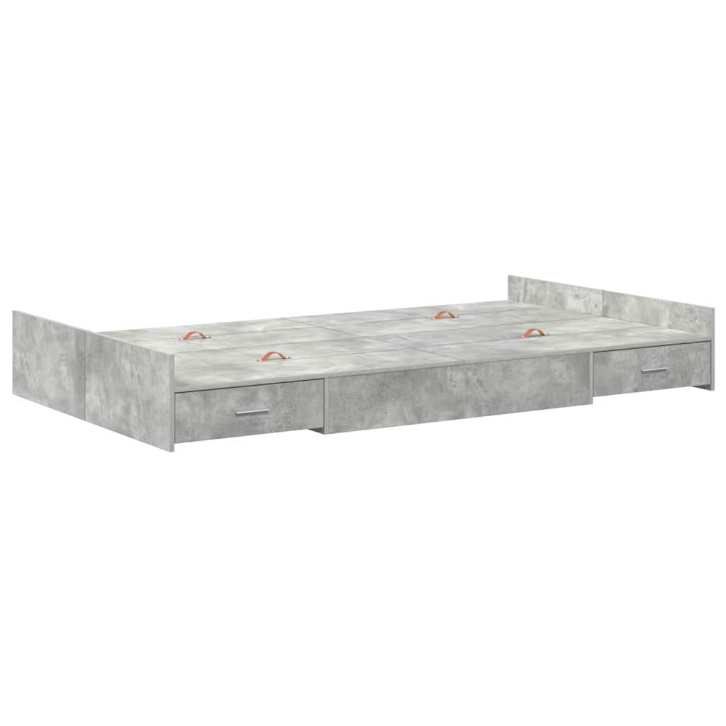 Opbergbedframe met lade Betongrijs 120 x 200 cm Melamine plaat