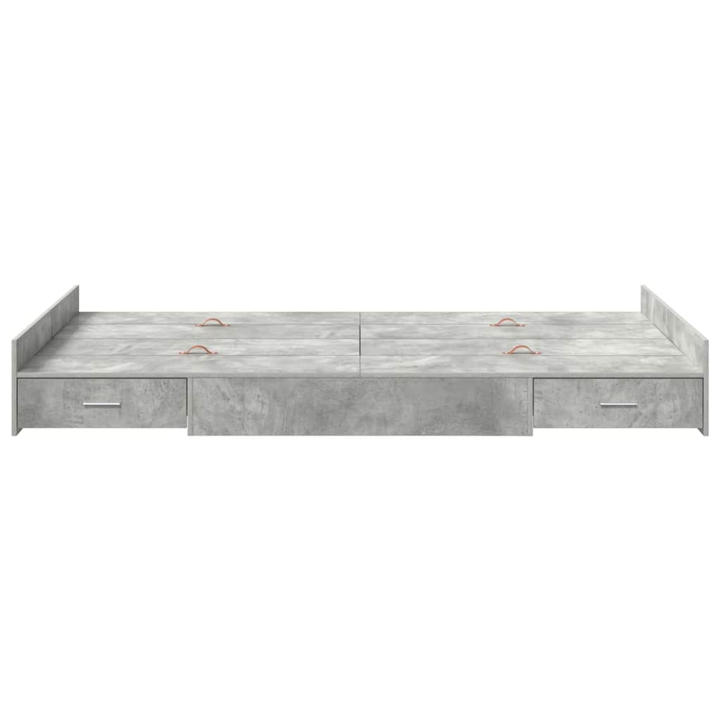 Opbergbedframe met lade Betongrijs 120 x 200 cm Melamine plaat