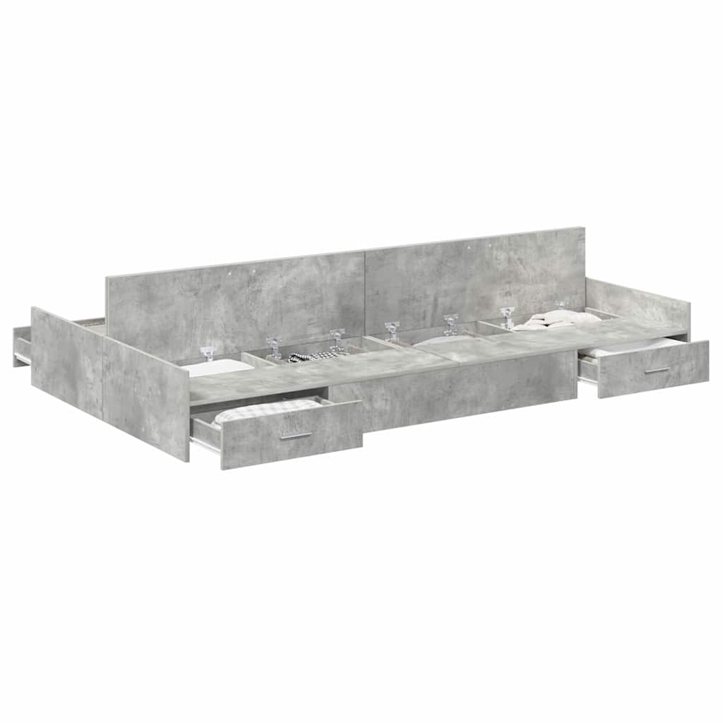 Opbergbedframe met lade Betongrijs 120 x 200 cm Melamine plaat