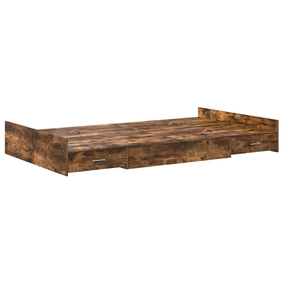 Opbergbedframe Gerookt eiken 120 x 200 cm Melamine plaat